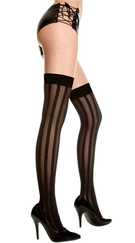 Sheer Stripes Thigh Highs Opaque And Sheer Striped Thigh Highs Vertical Striped Sheer Thigh Highs