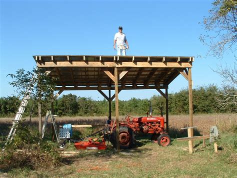 Harry And Neighbor Building The Tractor Shed In 2006 Wood Shed Plans