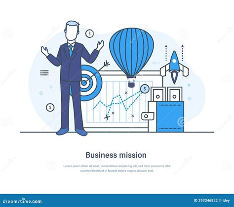Business Mission Vision Statement And Values Of Company Stock Vector