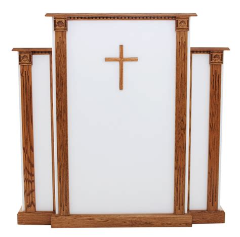 Church Wood Pulpit White w/Cross, Fluting & Scrollwork 900-W – Podiums png image