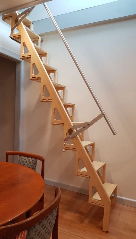Working folding attic stairs designed for the 1:12 scale miniature setting. Folding Staircase