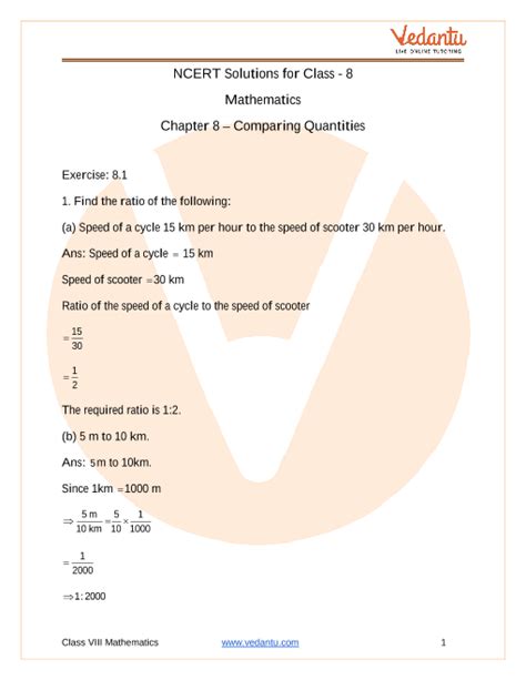 Ncert Solutions For Class 8 Maths Chapter 8 Comparing Quantities