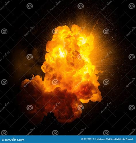 Fire Explosion With Sparks Over A Black Background Stock Illustration