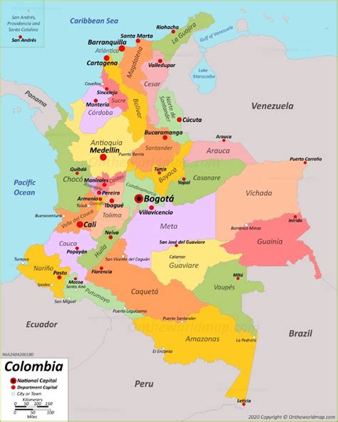 Large Detailed Administrative Map Of Colombia Colombia Large Detailed