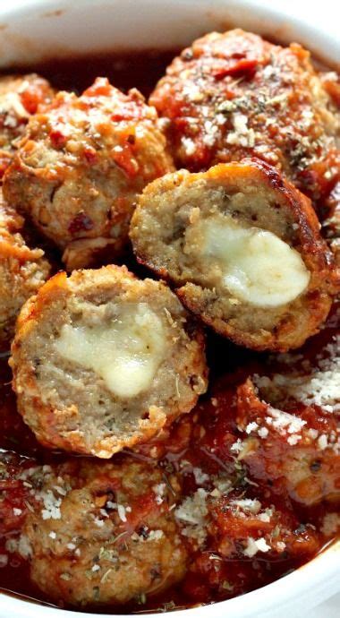 Mozzarella Stuffed Turkey Meatballs With Homemade Marinara I Love Food
