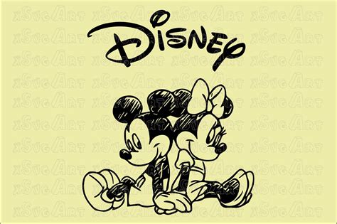 Mickey Y Minnie Mouse Sentado Svg File Mickey Y Minnie Mouse Diseño De