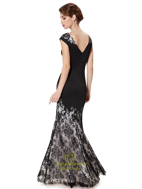 Black Lace Mermaid Prom Dresses 2015long Black Lace
