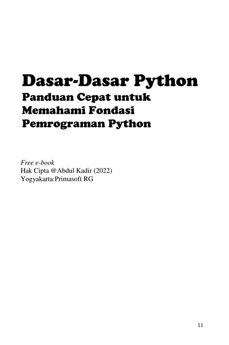 PDF Dasar Dasar Python Panduan Cepat Untuk Memahami Fondasi