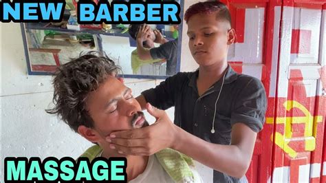 New Younger Barber Head Neck And Forehead Massage With Tapping Sound By Indian Street Barber