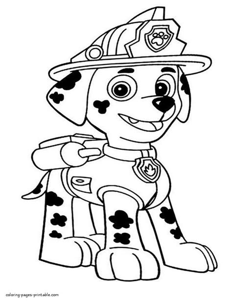 Paw Patrol Coloring Pages For Kids Puppy Marshall Coloring Page