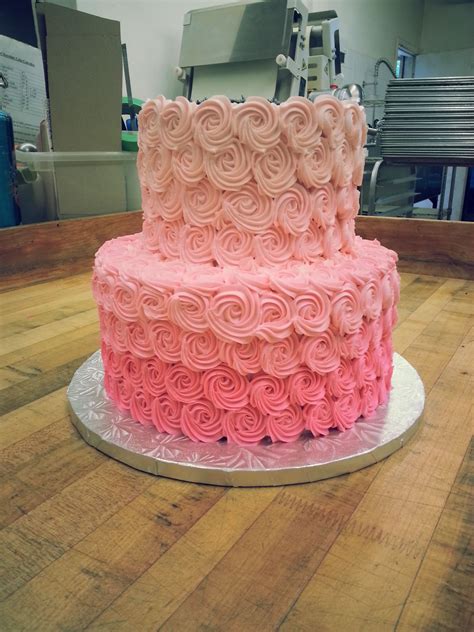 our pink two tiered ombre rosette cake rosette cake rosette cake birthday 2 tier girls