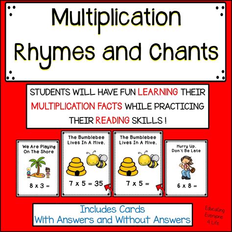 Free Printable Multiplication Rhymes Printable Multiplication Flash Cards