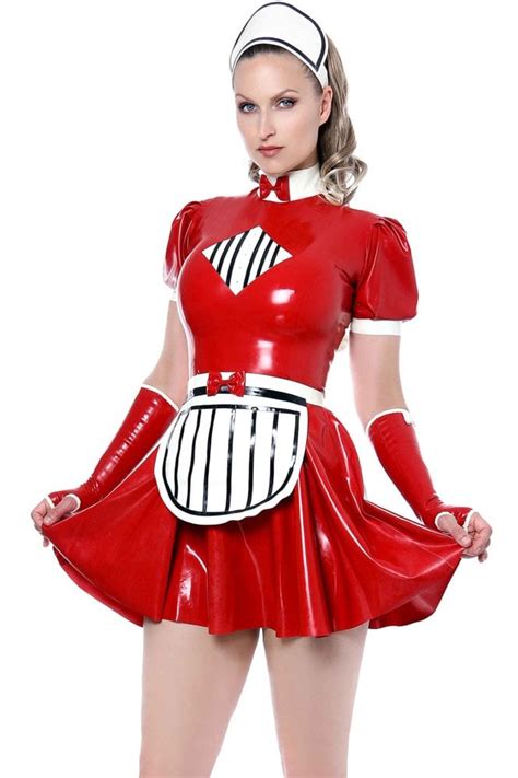 Missy Retro Maid Fetish Uniform With Stunning Stripe Detail Throughout