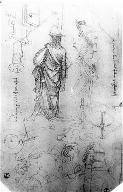 Studies Pen And Ink On Paper Leonardo Da Vinci Als Reproductie