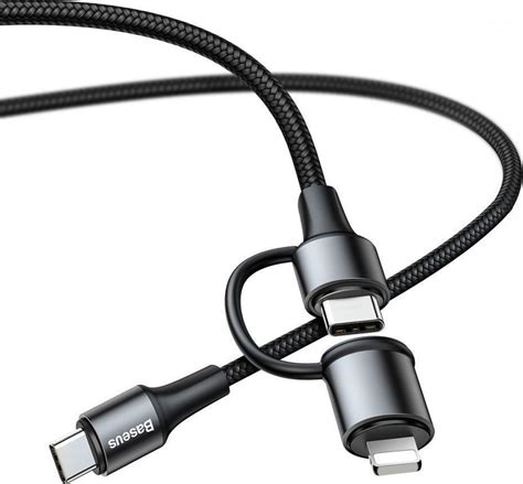 Baseus Braided Usb To Lightning Type C Cable Μαύρο 1m Catlyw H01