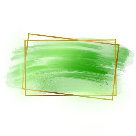 Trazo De Pincel De Pintura Verde Brillante De Lujo Con Marco Dorado