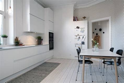 Papel pintado para cocinas y baños. Una cocina nórdica con papel pintado - Meu Canto Blog
