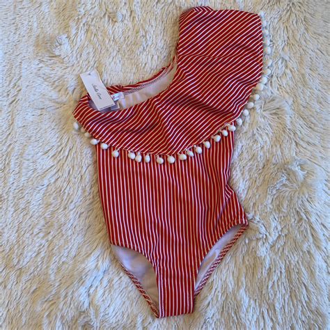 Stella Cove Red Striped Swim Suit Nwt