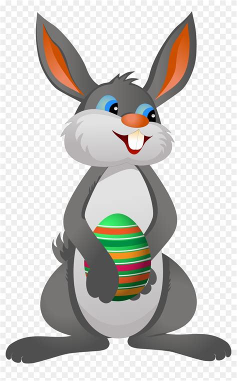 Easter bunny easter egg easter basket, easter cute bunny with purple bow, easter bunny, mammal, food png. Cartoon Rabbit Holding An Easter Egg - Easter Bunny Png ...