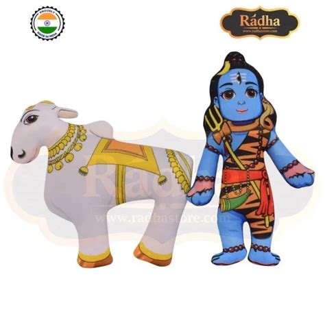 Shiva And Nandi Soft Toy Set Bring Home Hindu Mythology Washable Shiv