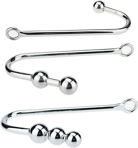 3 size sexy slave bondage anal hook stainless steel anal hook with ball hole metal butt anal