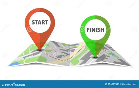 Start And Finish Location Pins Or Markers On Map Vector Illustration