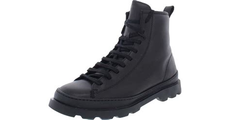 Camper Brutus Genuine Leather Mid Ankle Boot Combat And Lace Up Boots In