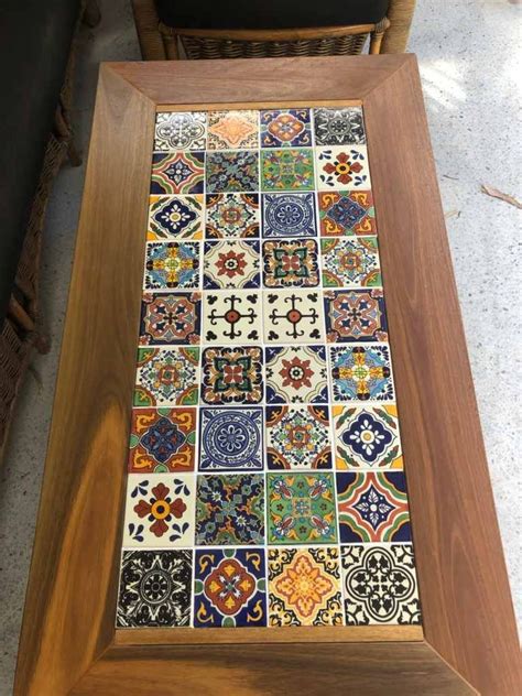 43 x 92 tile mosaic dining table delftware. Talavera Old World Mexican Tile Table | Mexican tile table ...