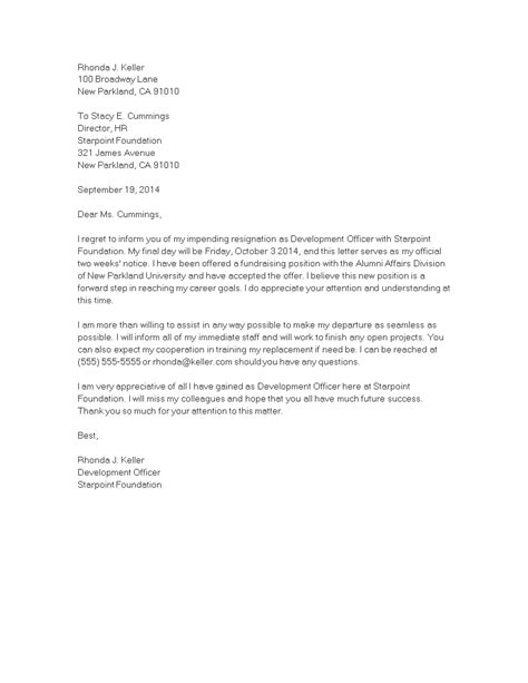 Resignation Letter With Appreciation