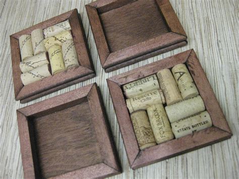 Wine Cork Coaster Diy Kit Set Of 4 Made From Reclaimed Wood