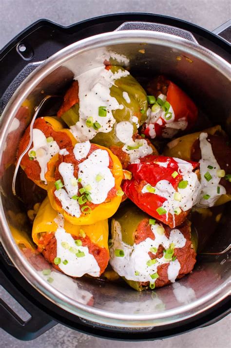 Instant Pot Stuffed Peppers No Pre Cooking Rice Ifoodreal Healthy