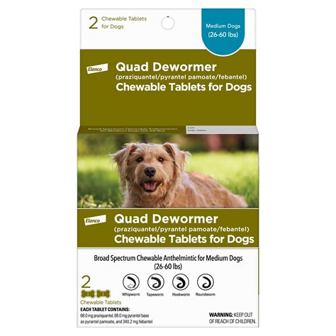 Elanco Quad Dewormer Tablets For Dogs 26 To 60 Lbs Pack Of 2 Petco