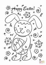 Coloring Easter Happy Bunny Pages Printable sketch template