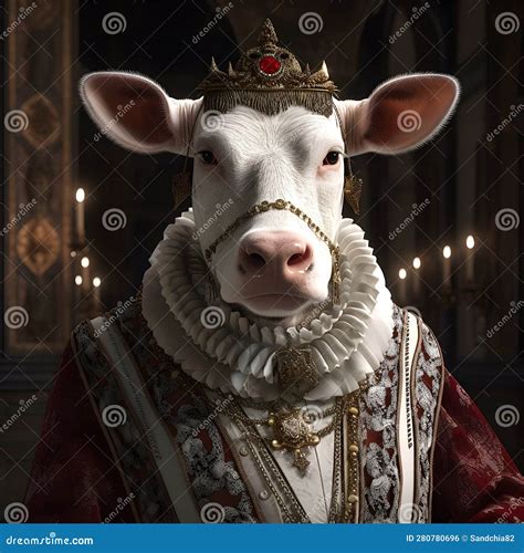 Realistic Lifelike Cow In Renaissance Regal Medieval Noble Royal