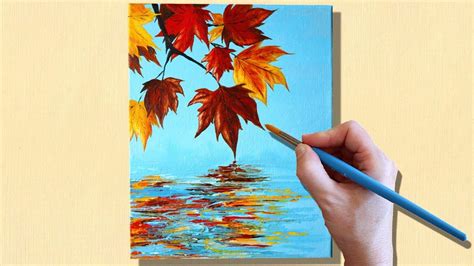 Painting Leaves Acrylic Fall Canvas Painting Acrylic Portrait