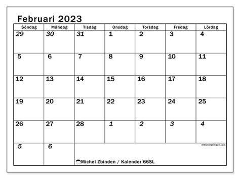 Kalender Februari 2023 För Att Skriva Ut “501sl” Michel Zbinden Se