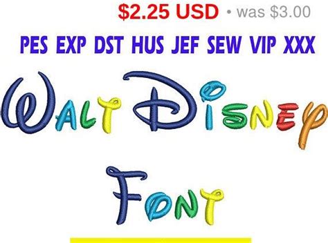 Walt Disney Font Embroidery Instant Download Disney Embroidery