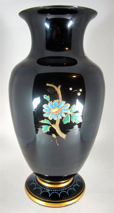 Harrach Enameled Vase In Black Amethyst Glass Ca 1880 Collectors Weekly