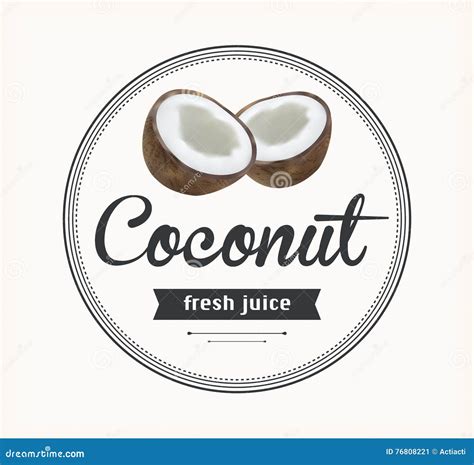 Jugo Del Coco Etiqueta Detallada Del Vector Ilustración Del Vector