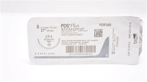 Ethicon Pdp340 0 Pds Plus Antibacterial Stre Ct 1 36mm 12c Taper 27