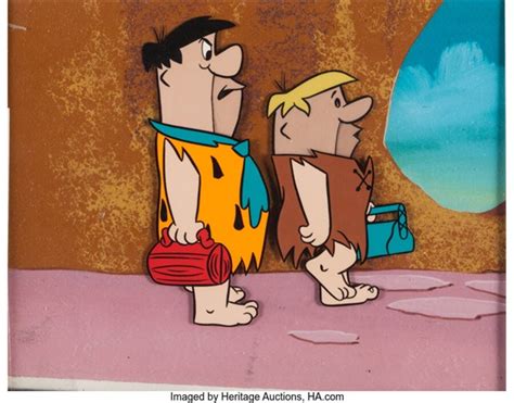 The Flintstones Fred And Barney Production Cel And Master Background