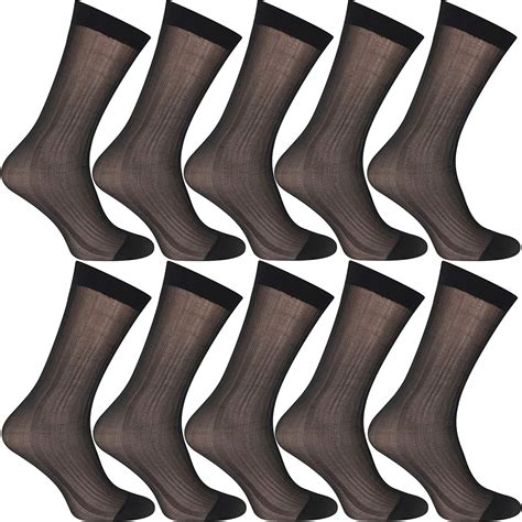 uaussi 10 pairs mens ultra thin dress socks silk sheer business socks soft nylon