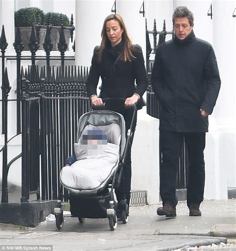 Hugh Grant Enjoys Day Out With Anna Eberstein And Baby Daily Mail Online