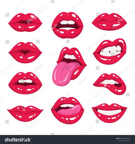 Red Lips Collection Vector Illustration Sexy Stock Vector Royalty Free 1007465545 Shutterstock