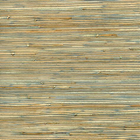 Allen Roth Blue And Straw Grasscloth Unpasted Textured Wallpaper At