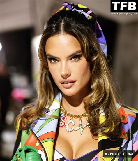 alessandra ambrosio sexy seen showcasing her hot tits and legs at the moschino show in milan