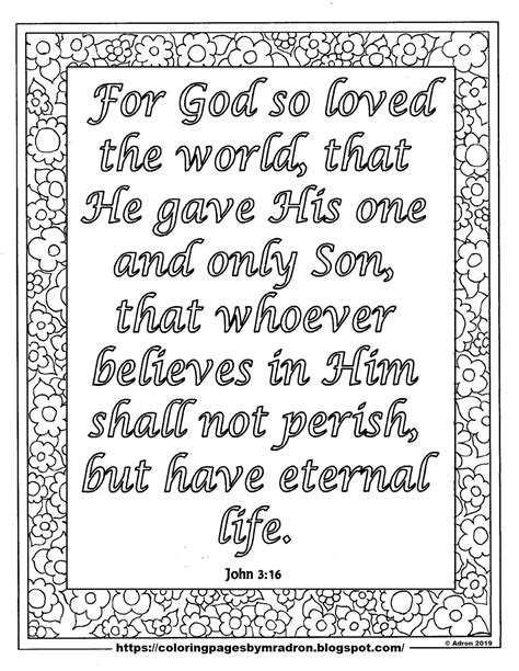 Download our free lent coloring page for kids. Coloring Pages for Kids by Mr. Adron: Free John 3:16 Print ...