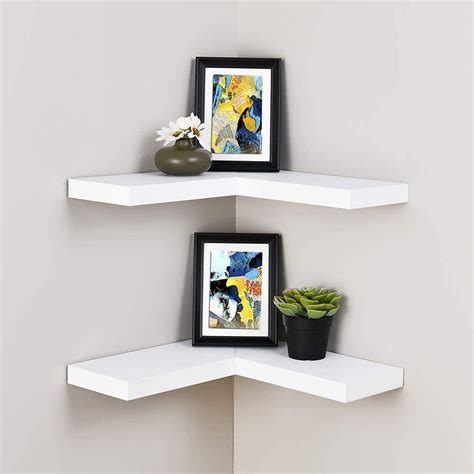 Two White Shelves With Pictures On Them And A Potted Succulent In The