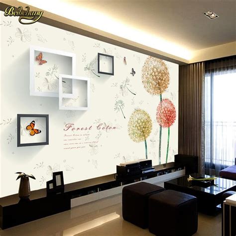 Beibehang Dandelion Frame Custom 3d Stereoscopic Mural Wallpaper