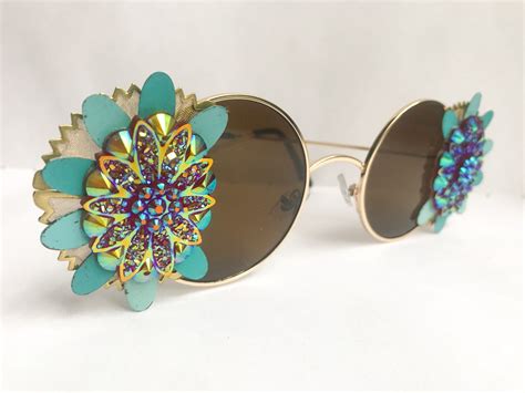 Multi Colored Daisy Sunglasses Floral Sunglasses Handcrafted With